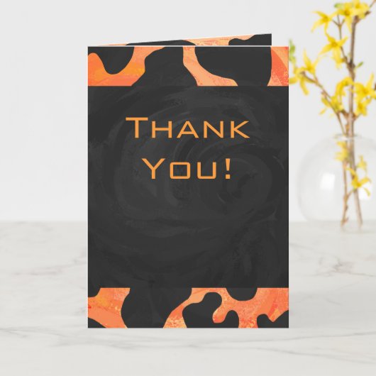 Oranje en zwart Zebra monogram Kaart (Gele Bloem)