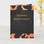 Oranje en zwart Zebra monogram Kaart (Gele Bloem)
