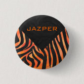 Oranje en zwart Zebra monogram Ronde Button 3,2 Cm (Voorkant)