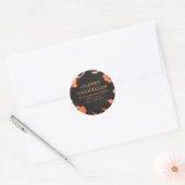 Oranje en zwart Zebra monogram Ronde Sticker (Envelop)