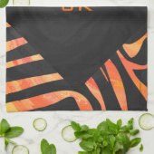 Oranje en zwart Zebra monogram Theedoek (Gevouwen)