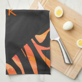 Oranje en zwart Zebra monogram Theedoek (Quarter Fold)