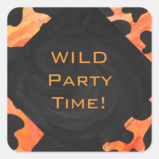 Oranje en zwart Zebra monogram Vierkante Sticker (Voorkant)