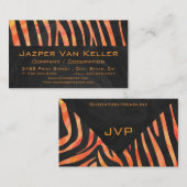 Oranje en zwart Zebra monogram Visitekaartje (Voorkant / Achterkant)