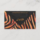 Oranje en zwart Zebra monogram Visitekaartje (Achterkant)
