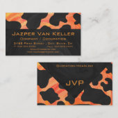 Oranje en zwart Zebra monogram Visitekaartje (Voorkant / Achterkant)