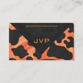 Oranje en zwart Zebra monogram Visitekaartje (Achterkant)