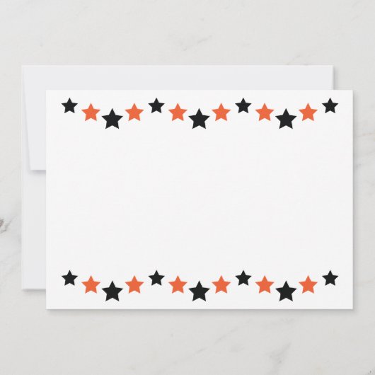 Oranje en zwarte afstudeerfeest uitnodigen kaart (Achterkant)