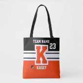 Oranje en zwarte All Varsity Sport Letters Tote Bag (Voorkant)