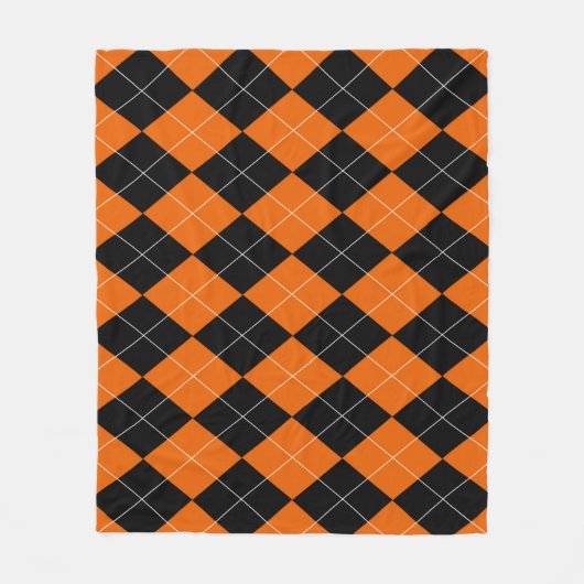 Oranje en zwarte Argyle Fleece Blanket (Voorkant)