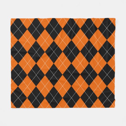 Oranje en zwarte Argyle Fleece Blanket Deken (Voorkant (Horizontaal))