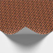 Oranje en Zwarte Art Deco Vierkante Geometrische Cadeaupapier (Hoek)