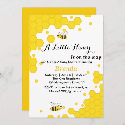 Oranje en zwarte bijen | Waterverf Honeycomb Kaart (Voorkant / Achterkant)