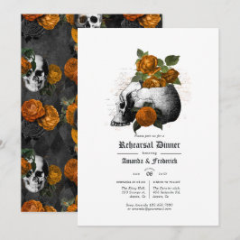 Oranje en Zwarte Bloem Gothic Proefdinermaal Kaart