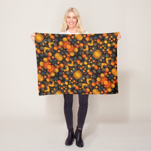 Oranje en Zwarte Bollen Dekbed Fleece Deken (In situ)