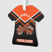 Oranje en zwarte Cheerleader Ornament (voorkant)