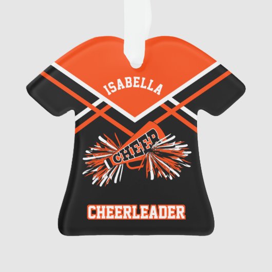 Oranje en zwarte Cheerleader Ornament (voorkant)
