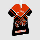 Oranje en zwarte Cheerleader Ornament (voorkant)