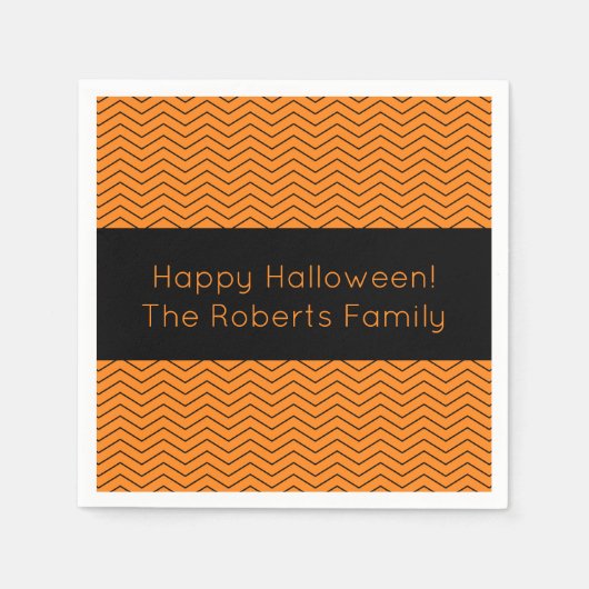Oranje en zwarte chevron Halloween party servetten (Voorkant)