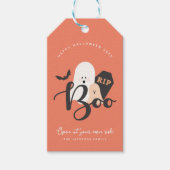 Oranje en zwarte Cute Halloween-hosts Cadeaulabel (Voorkant)