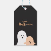 Oranje en zwarte Cute Halloween-hosts Cadeaulabel (Achterkant)
