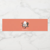 Oranje en zwarte Cute Halloween-hosts Waterfles Etiket (Enkel label)