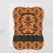 Oranje en zwarte Damask bruiloft Kaart (Achterkant)
