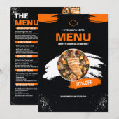 Oranje En Zwarte Eenvoudige Restaurant Menu,Restau Menu (Voorkant / Achterkant)