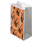 Oranje en zwarte eigenaar Halloween Gift Bag Klein Cadeauzakje (Voorkant Gekanteld)