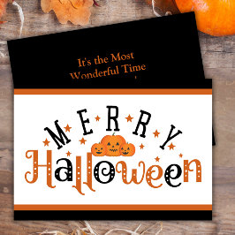 Oranje En Zwarte Feestelijke Prettige Halloween Aa Feestdagenkaart