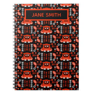 Oranje en Zwarte Folk Art Noordse Uil Notitieboek
