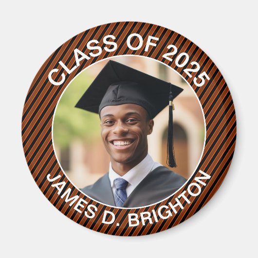 Oranje en zwarte foto Afstuderen Magneet (Voorkant)