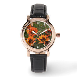 Oranje en zwarte Gazanias Watch Horloge