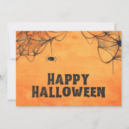 Oranje en Zwarte Gelukkig Halloween Feestdagenkaart