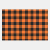 Oranje en zwarte Gingham Check Plaid Inpakpapier Vel (Voorkant)