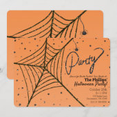 Oranje en zwarte Glitter Spider Web Halloween Part Kaart (Voorkant / Achterkant)