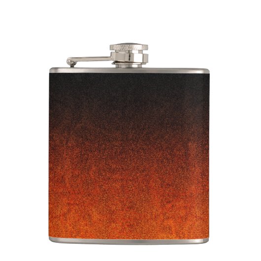 Oranje en zwarte glittergradiënt heupfles (Voorkant)