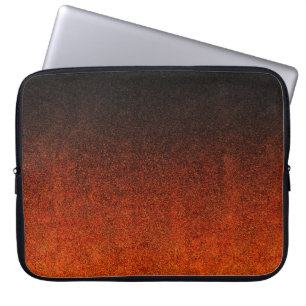 Oranje en zwarte glittergradiënt laptop sleeve