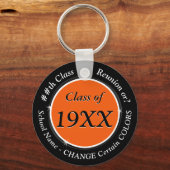 Oranje en zwarte goedkope klasse reünie Sleutelhan Sleutelhanger (Voorkant)