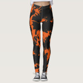 Oranje en zwarte graffiti-platter leggings (Voorkant)