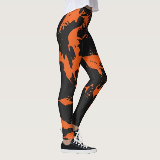 Oranje en zwarte graffiti-platter leggings (Rechts)