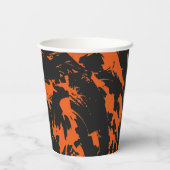 Oranje en zwarte graffiti-platter papieren bekers (Achterkant)