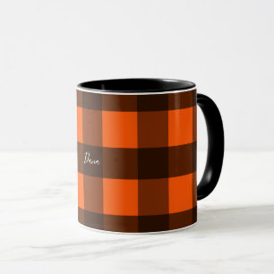 Oranje en Zwarte Guingham Mok