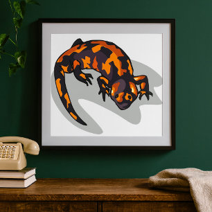 Oranje en zwarte hagedis poster