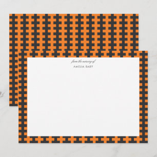 Oranje en zwarte halloween baby shower notitiekaar notitiekaartje