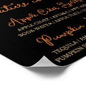 Oranje en Zwarte Halloween Bloemige Signature Dran Poster (Hoek)