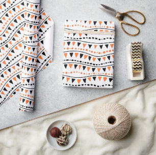 Oranje en Zwarte Halloween Cadeaupapier