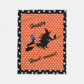 Oranje en zwarte halloween Dachshund Fleece Blanke Deken (Voorkant)