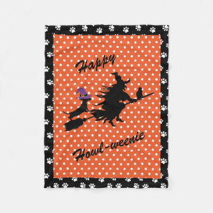 Oranje en zwarte halloween Dachshund Fleece Blanke Deken