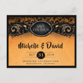 Oranje en zwarte Halloween Elegant Save the Date Aankondigingskaart (Voorkant)